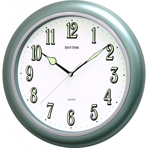 Rhythm Value Added Wall Clock Super Luminous Glow In The Dark Metallic Green Analog